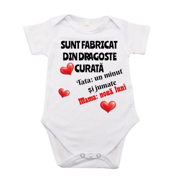 Body personalizat ,,Sunt fabricat din dragoste" ,9-12 luni