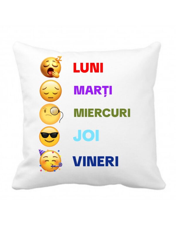 Pernă personalizată zilele săptămânii